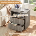 thumbnail image 4 of 2 Drawer Nightstand Set of 2 with Charging Station, Modern Bedside Tables with Fluted Drawers, Small End Tables for Living Room, Grey, 4 of 8
