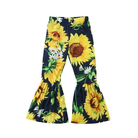 Boden Bootcut Trousers - Hot Toddler Children Baby Girls Sunflower Printed Long Pants Boot-cut Flare Pants Trousers 1-6Y