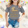 thumbnail image 2 of Girls Casual Short Sleeve T Shirt With Cute Cartoon Print Round Neck Top Graduation Photo Outfit Spring Summer Fall Comfortable Breathable Loose Fit Tee for 10-11 Years, 2 of 4