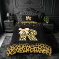thumbnail image 2 of meiyoeat Gold Sparkle Monogram R Twin Duvet Cover,Leopard Glitter Bow Initial Print Twin Bedding For Girl,Black Reversible,2pcs,1 Duvet Cover and 1 Pillowcase, 2 of 6