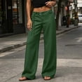 thumbnail image 5 of Women's Low Rise Drawstring Wide Leg Dress Pants Metal Ring Detail Loose Palazzo Trousers with Pockets Fall Elegant office Casual Pants Green, 5 of 8