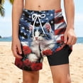 thumbnail image 2 of Edvintorg Swimming Shorts for Boys 4Th Of July Printed Elastic Waisted Beach Shorts with Compression Liner Size 5-14, 2 of 9