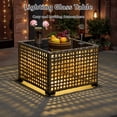 thumbnail image 4 of XIZZI 8 Pieces Wicker Patio Furniture with Swivel Rocking Chair Rattan Outdoor Conversation Set Patio Sectionals Set with Glowing Coffee Table for Porch, Diamond Blue, 4 of 10