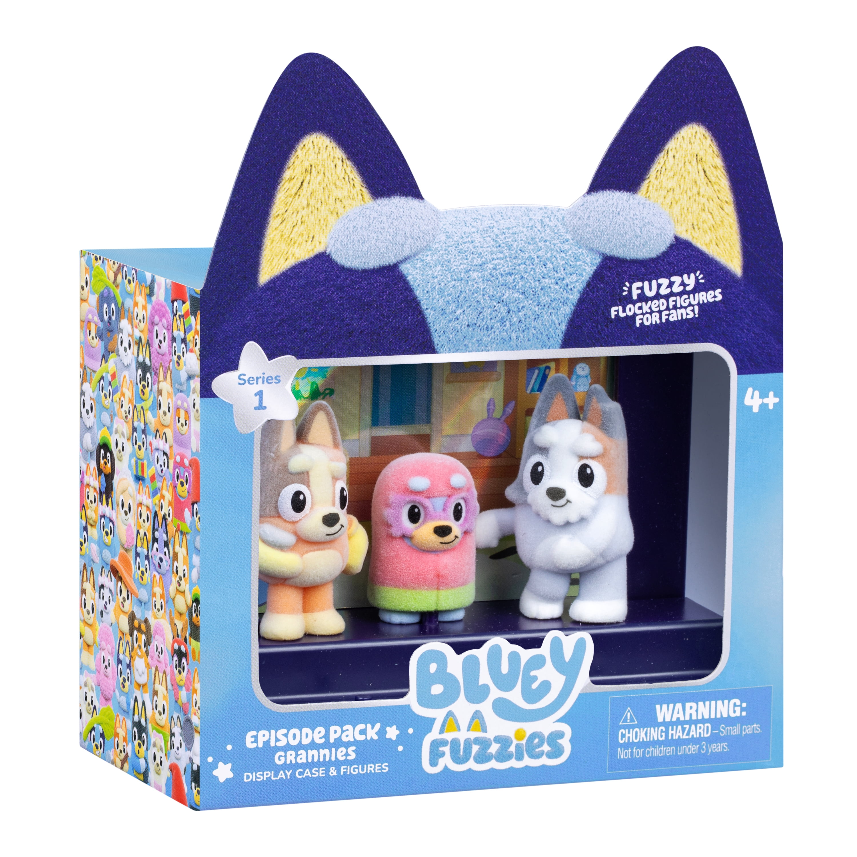 Bluey Fuzzies Episode Pack: Grannies. 3 Flocked Collectibles (Incl
