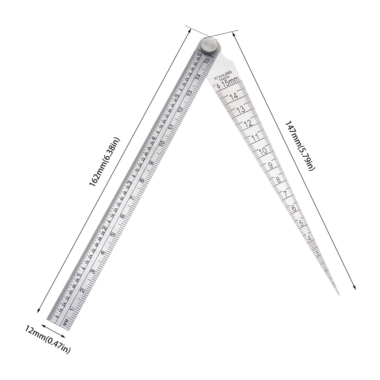 Feeler Gauge Set Welding Taper Gap Gauge Stainless Steel Portable Depth Ruler Hole Inspection Tool Feeler Gauge Measuring Tool ,Easy to Use
