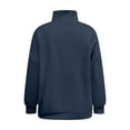 thumbnail image 2 of YOIAVAIOY Womens Solid Polo Sweatshirt Long Sleeve Quarter Zip Sweatshirt Winter Fleece Casual Pullover Tops with Kangaroo Pocket Navy S, 2 of 10