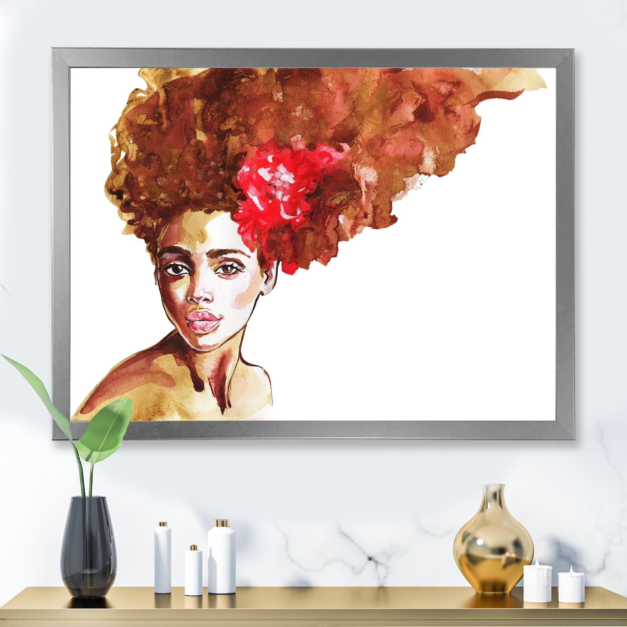 Designart 'Portrait of Young African American Woman II' Modern Framed Art Print
