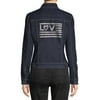 EV1 from Ellen DeGeneres Women's Glitter Denim Jacket with Love Flag
