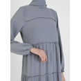 thumbnail image 5 of Balloon Sleeve Oversized Modest Dress Gray Blue, 5 of 5