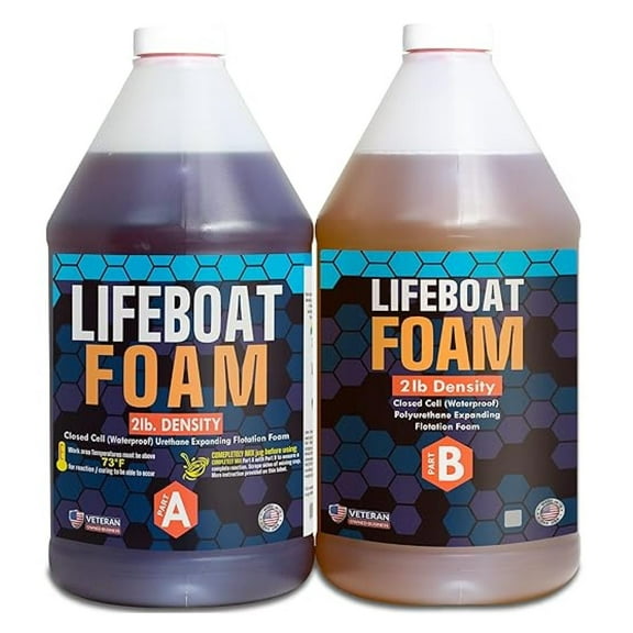 Lifeboat Urethane Pour Foam - 2lb Density - 1 Gallon Kit 2-Part Closed Cell Rigid Pour Foam - Fast-Acting Formula - Great for Boat Buoyancy, Flotation, Filling, Soundproofing, & Insulation