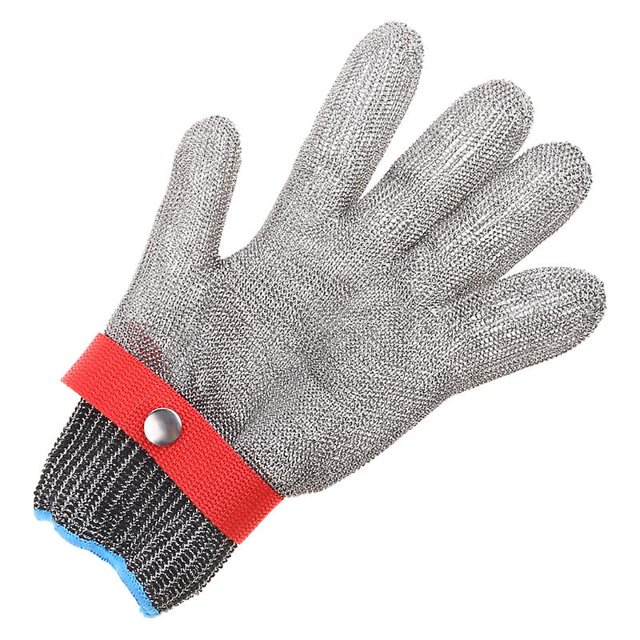 Guantes de carnicero de seguridad para talla de madera, mitones de seguridad resistentes al corte de malla de alambre de acero, rojo Feliz Sencillez