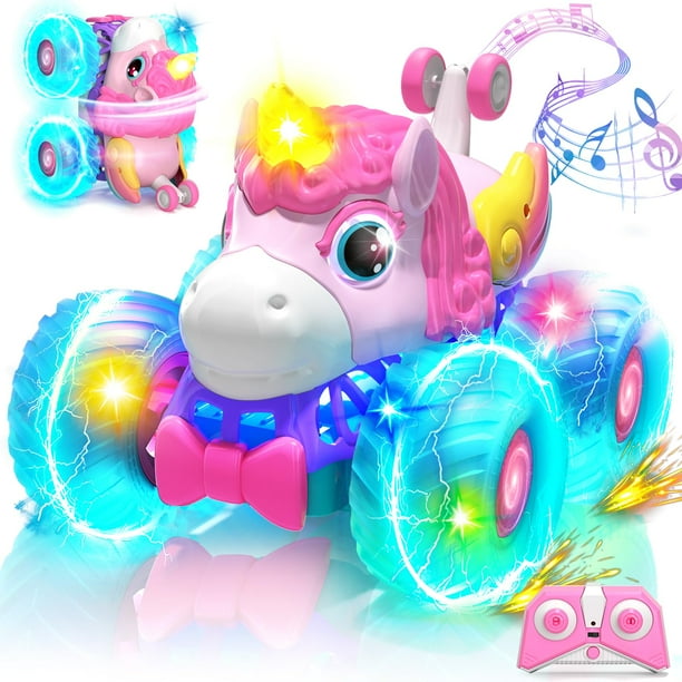 Coche a control remoto Lehoo Castle Unicorn para niñas 4WD 360°