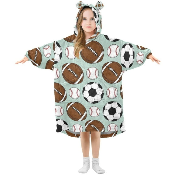 joogoo Wearable Blanket Hoodie for Rugby Football Baseball Oversized Sherpa Hooded 3-14 YR M