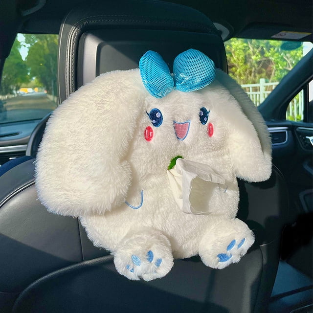 Funda suave para caja de pañuelos, adorable perro blanco, bolsa de almacenamiento creativa, estuche colgante, embalaje para caja de pañuelos para coche, hogar, coche, lindo papel de dibujos animados