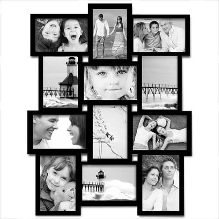 Adeco Trading 12 Opening Wood Photo Collage Wall Hanging Picture Frame
