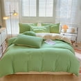 thumbnail image 5 of Gallickan King Bedding Sets of 4, Soft Bed Sheet Set, Lightweight Cotton - Modern Style Solid Color Quilt Set for All Season, 1 Sheet, 1 Quilt Cover, 2 Pillowcase, Green, 5 of 9