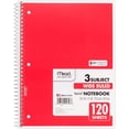 thumbnail image 2 of Mead Spiral Notebook, Wide Ruled, 3 Subject, 120 Sheets, 10.5" x 8", Assorted Colors, 6 Pack, 2 of 4