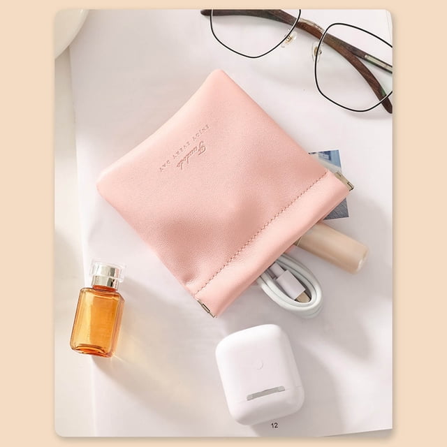 Fiudx Organizadores de Cosméticos, Bolso Pequeño con Cierre Elástico, Monedero de Poliuretano, Estuche para Guardia Pintalabios, Accesorio de Moda para Mujer, Textura Premium.