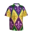 thumbnail image 2 of Kll Men'S Hawaiian Shirt Short Sleeve Button Down Beach Shirts-Mardi Gras4, 2 of 8