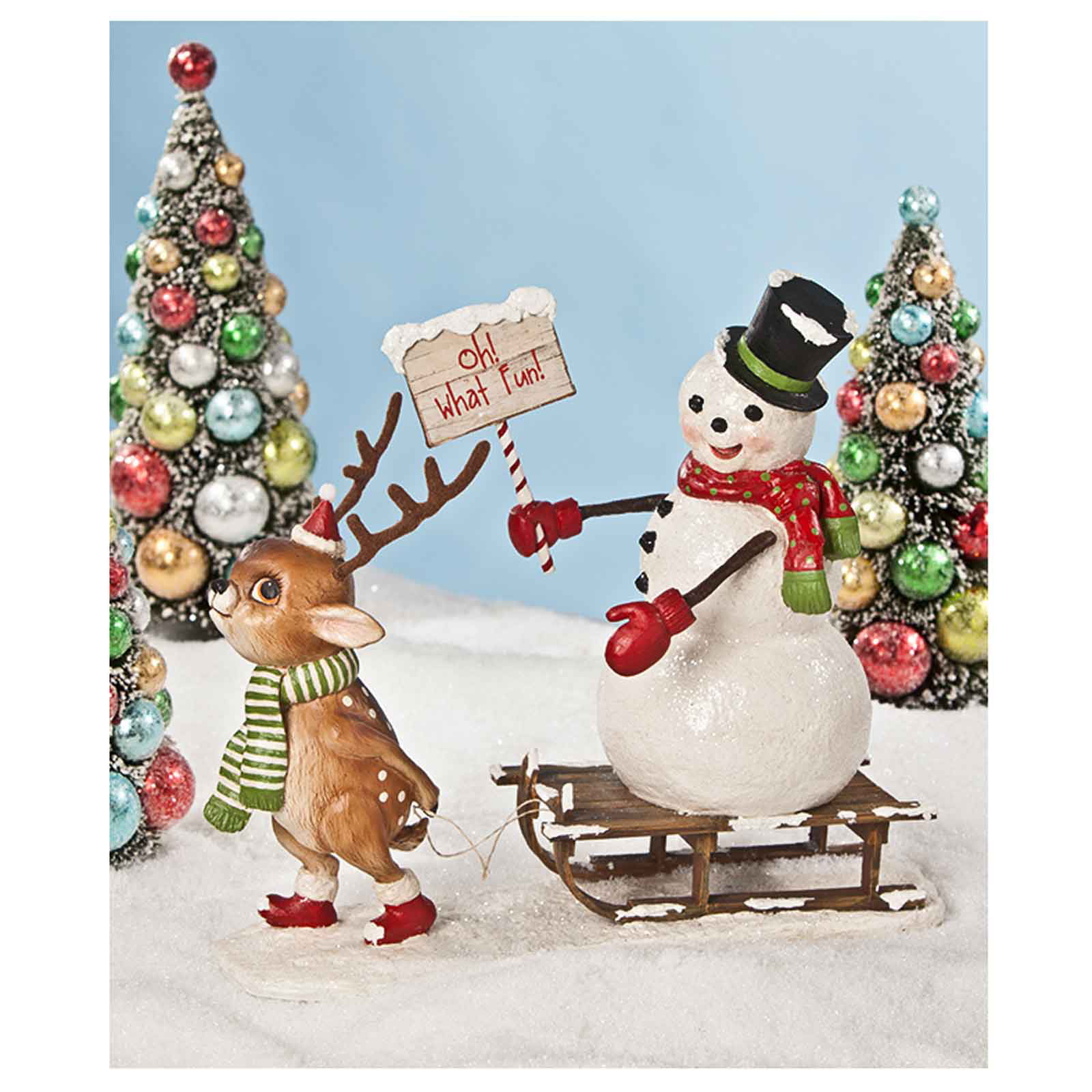 Set/2 Bethany Lowe Santa Snowman Tin Coil Placecard Holder Retro Christmas Decor 