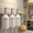White-Silver, variant on Shampoo and Conditioner Dispenser - Shower Soap Dispenser Wall Mounted - 17 fl oz Set of 3 Brown Plastic Bottles with Plastic Pumps & No-Drill Adhesive Holders for Bathroom