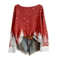 thumbnail image 2 of Christmas Sweaters for Women Fashion Xmas Print Boat Neck Imitation Sweater Pullovers Fall Long Sleeve Holiday Clothes, 2 of 3