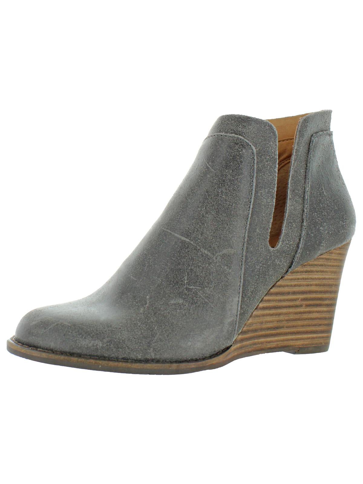 lucky brand side cut wedge suede booties