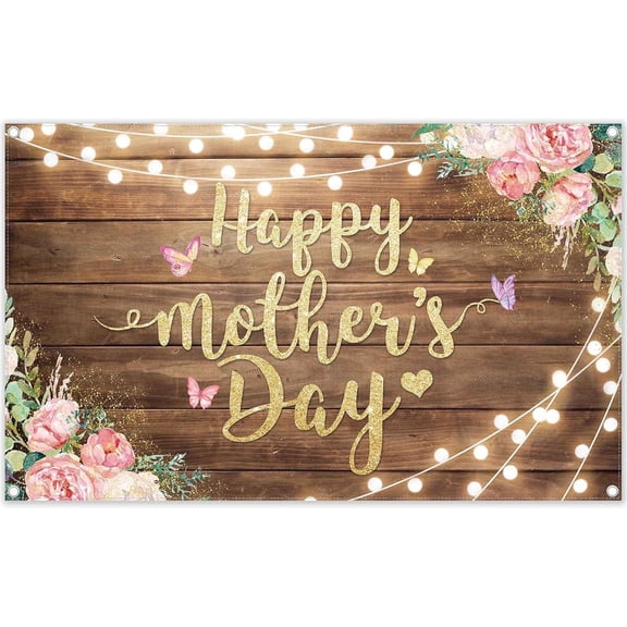 Happy Mother's Day Backdrop Rose Flowers Wood Photography Background Love Mom Women Party Decorations Banner Photo Booth Props