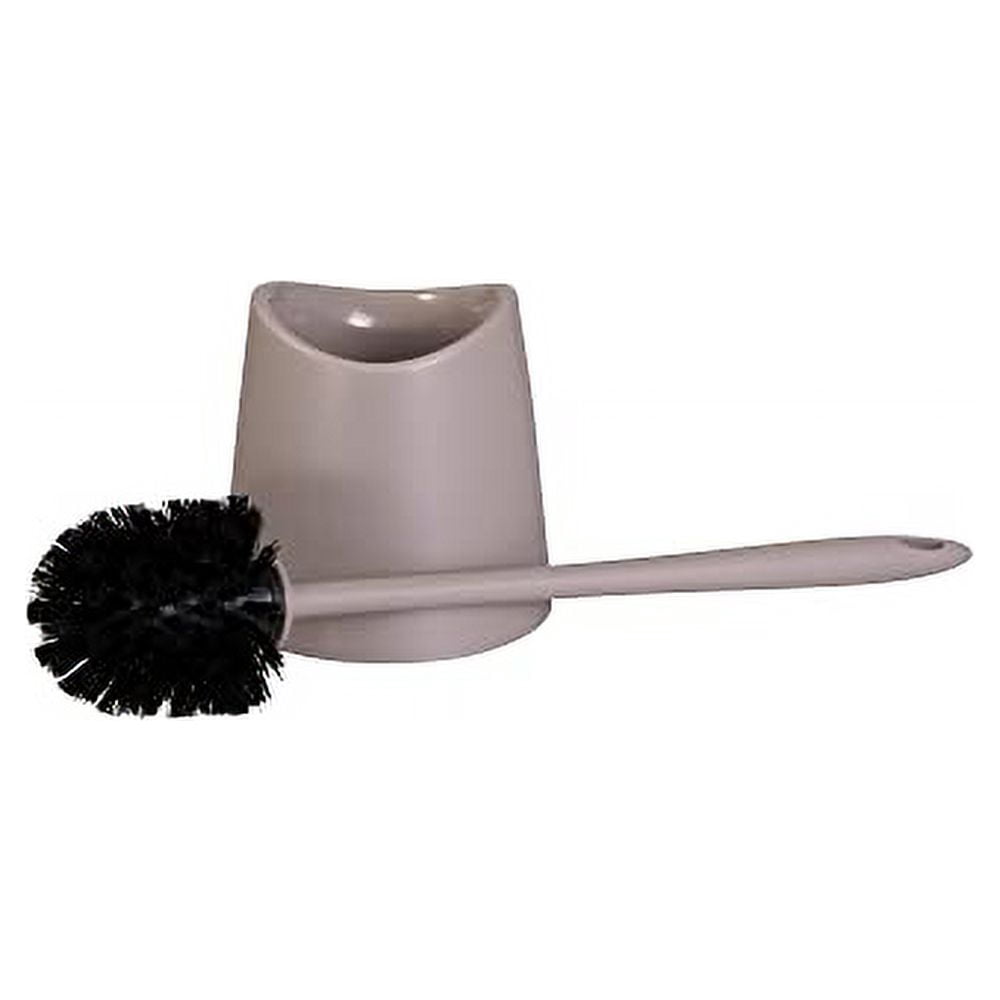 Superio Small Plastic Bathroom Set 3 qt Taupe Plastic Compact Trash Can, and Toilet Bowl Cleaner Brush with Holder – Matching Toilet Set