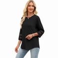 thumbnail image 5 of Ronuti Womens 3/4 Sleeve Tops Ladies Blouses Crew Neck T Shirts for Women Loose Fit Tunic Tops, 5 of 9