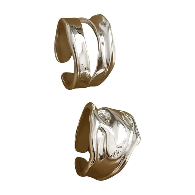 Anillo de Dedo Abierto, Irregular, Anillo Geométrico, Joyería Punk para Mujer, Regalo Plateado