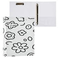 thumbnail image 3 of Doodle Flowers and Leaves 12.4x10.6in PVC Round Ring Binders, 2-Pack, D-Ring 3-Hole, Metal Clip, 3 of 10