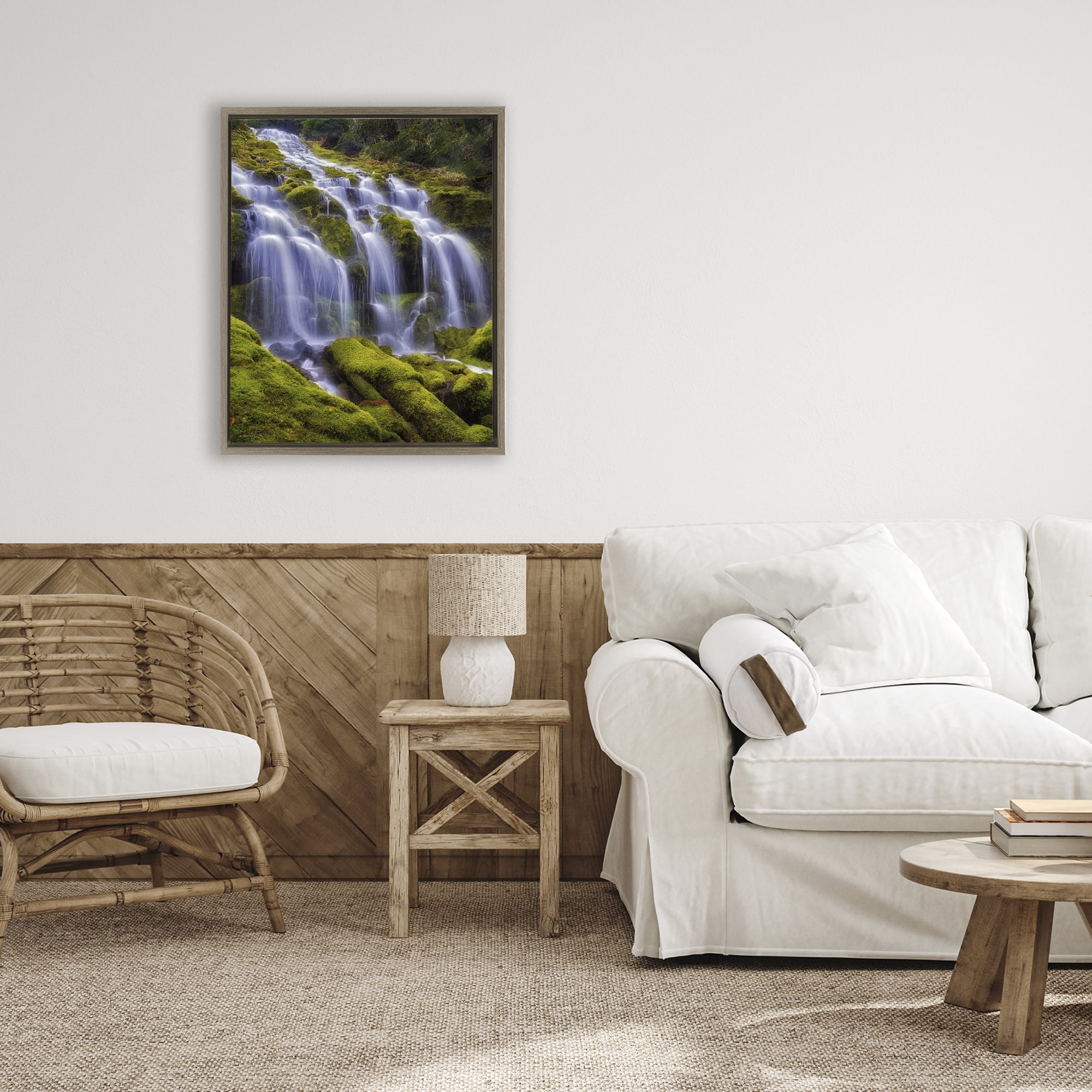 Stupell Industries Upper Proxy Falls Brown Framed Floater Canvas Wall Art, design by Dennis Frates