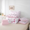 thumbnail image 6 of Homewish Girl Lovely Bowknot Ribbon 7pcs Bedding Comforter Set,Cartoon Flower Geometric Checkered Queen Bedding Sets,Pink Blue Queen Sheet Sets For Kids,Ultra Soft Home Decor Reversible, 6 of 8