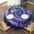 thumbnail image 3 of Blue Purple Tie Dye Pattern Round Tablecloth 60"x60",Wrinkle Wipeable Table Cloth for Kitchen Dining Room Picnic Patio Party, 3 of 6