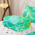 thumbnail image 5 of Manfei Ocean Mermaid Zipper Full Size Comforter Sets with Fitted Sheet and 2 Pillowcases, Ink Scale Blot Zipper Bedding Set, Teal Green, Polkadot Reversible, 4pcs, 5 of 7