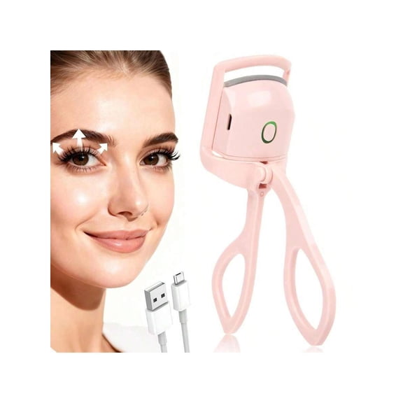 Heated Eyelash Curler Rechargeable Electric Lash Curlers Fast Heat Up 24H Long Lasting Temperature Control Anti Burn Quick Natural Curling Eye Lashes Pink Lash Supplies