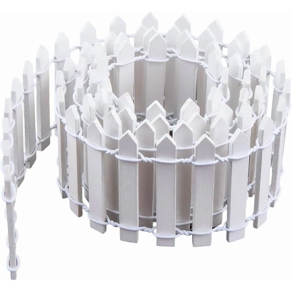35 Inches Mini Fairy Garden Fence Miniature Fairy Fence White Long Small Plastic Flowerpot Picket Decor Micro Landscape Miniature