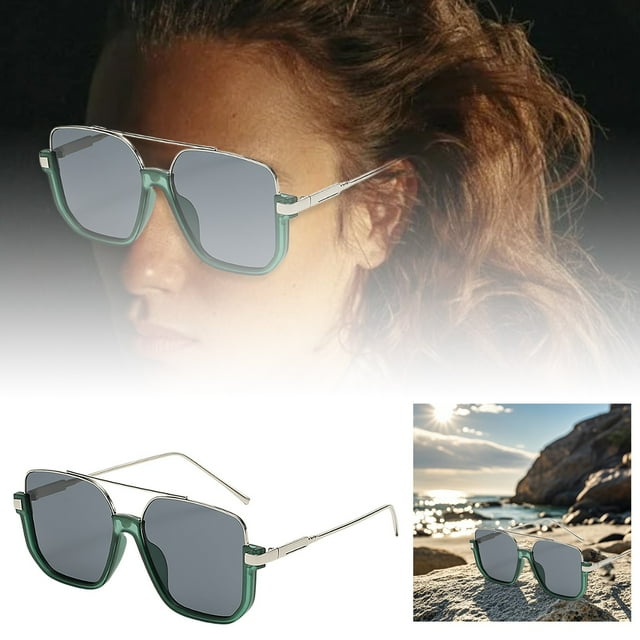 Square Fashion Sunglasses for Women Blogger Style Shades Outdoor Cycling Windproof Eyewear Lightweight Foldable Design