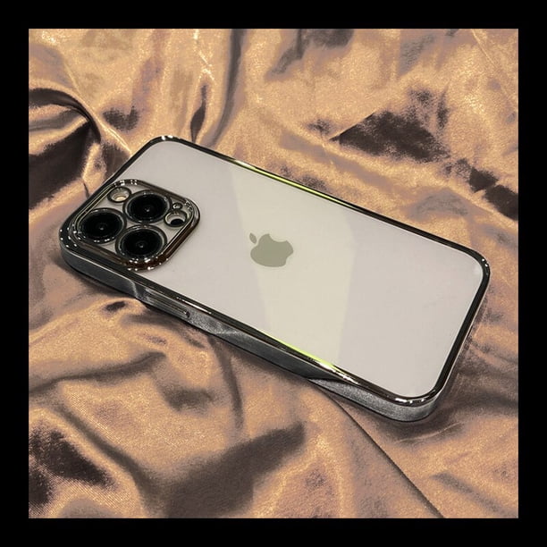 Funda de teléfono transparente con marco cuadrado chapado de lujo, cubierta de silicona transparente para iPhone 14, 13, 12, 11 Pro Max, Mini, X, XS, XR, 7, 8 Plus, SE