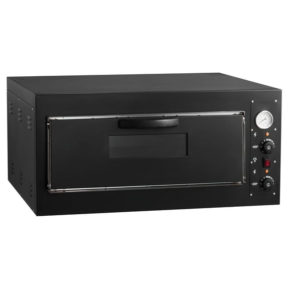 KFFKFF Electric Pizza Oven, 24" Countertop Model for Commercial and Home Use, 842°F Max Temperature, 4200W Indoor Pizza Maker with Thermometer, Dual Temperature Control Knob, Even Heat Distribution