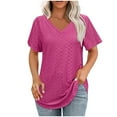 thumbnail image 2 of Homenesgenics Summer Womens Tops under $10 Womens Tops Plus Size Women's Spring and Summer V- Neck Printed Casual Pullover with Short Sleeves Pink XL, 2 of 9