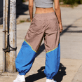 thumbnail image 4 of Womens Slouchy Nylon Pants Casual Colorblock Workout Ankle Pants Baggy Wide Leg Track Pants, 4 of 7