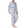 thumbnail image 2 of Balery Purple Butterfly Pattern Pajama Sets for Men Long Sleeve 2 Piece Sleepwear Loungewear Sets Soft PJ's with Pockets Long Sleeve Comfy Pj Sets-Medium, 2 of 7