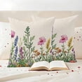 thumbnail image 3 of Outdoor Pillow Covers Pastoral Colorful Flower Leaves Waterproof Pillow Cases 18x18 Set of 2, Watercolor Spring Plant Throw Pillow Cover Pillowcase for Patio Balcony Couch Garden, 3 of 9