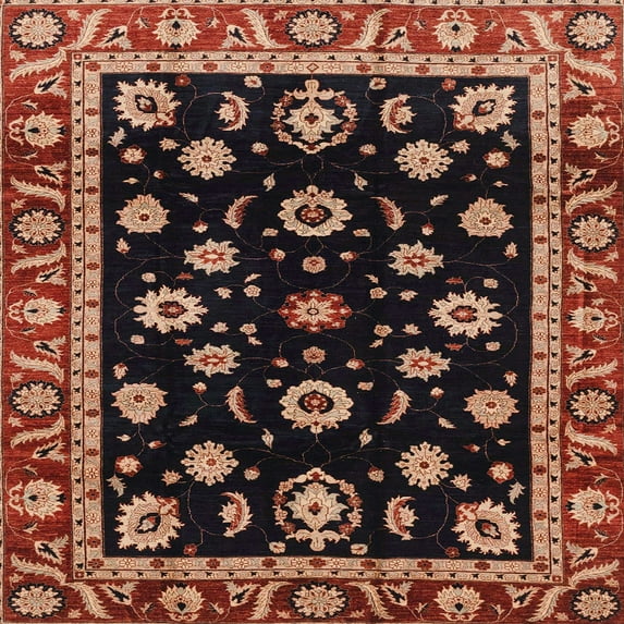 Ahgly Company Indoor Square Abstract Rust Pink Oriental Area Rugs, 6' Square