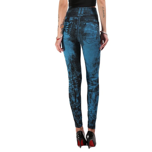 Fashnice Women's High Waist Tie Dye Ripped Denim Pants, Navy Blue, Size S