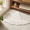 thumbnail image 5 of White Witch Hat Shaped Bath Mat, Crescent Moon Wizard Hat Fluffy Rug, Cute Halloween Irregular Shaggy Floor Mat, for Bathroom, Bedroom, Fall Home Decor, 5 of 6
