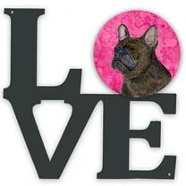 Pink French Bulldog Metal Wall Artwork LOVE