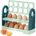 thumbnail image 1 of Soporte para huevos para nevera, organizr de huevos de 3 niveles para refrigerr, encimera, organización de refrigerr que ahorra espacio (verde), 1 of 3